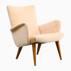 Cocktail Armchair in Champagne Mohair Velours, 1950s