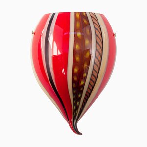 Wall Light in Red Murano Glass, Italy, 1980s