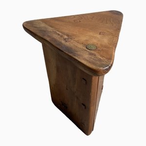 Primitive Triangle Stool in Olive Wood, 1980s