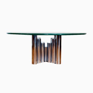 Coffee Table in Glass and Chromed Metal, 1970s