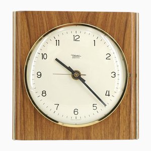 Wood and Brass Wall Clock from Diehl, 1960s