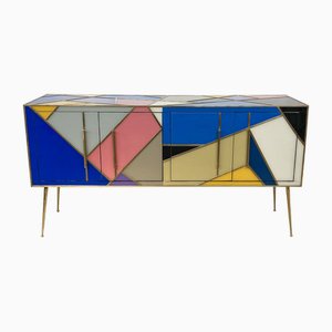 Sideboard in Multicolor Murano Glass, 1980s
