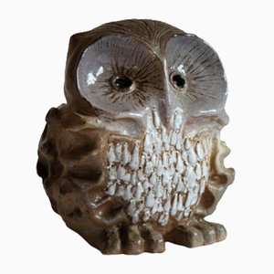Ceramic Owl Sculpture by Elisabeth Vandeweghe for Perignem, Belgium, 1970s