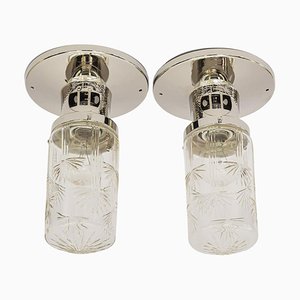 Art Deco Hammered Ceiling Lamps, Vienna, 1920s, Set of 2