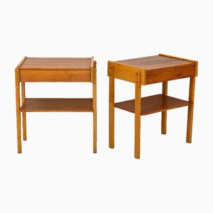 Teak Bedside Tables, 1950s, Set of 2