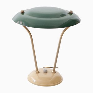 Italienische Tischlampe in Grün & Creme, 1950er