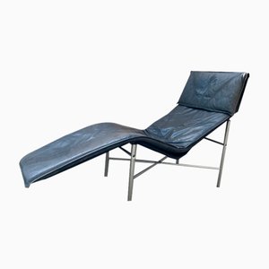 Skye Chaise Lounge in Black Leather by Tord Björklund for Ikea, 1970s