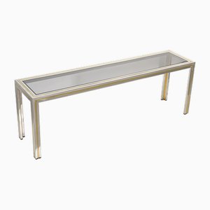 Console Table in Brass and Chrome, Italy, 1970s