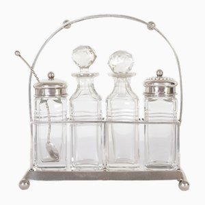 Silver Salt, Pepper, Oil and Vinegar Table Set from Seybold & Hirschhauer, 1910s, Set of 4