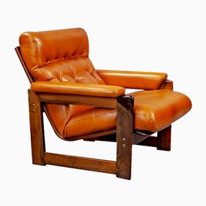 Mahogany & Leather Lounge Armchair by Coja, 1981