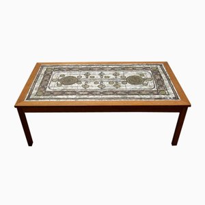 Teak Coffee Table with Ceramic Tray by Oxart for Møbelintarsia, Denmark, 1970s