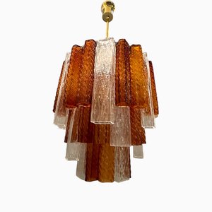Large Murano Glass Tube Chandelier by Paolo Venini, 1970s