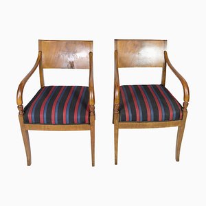 Antique Empire Style Armchairs in Mahogany, 1920s, Set of 2