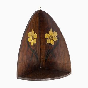 Étagère d'Angle Art Nouveau avec Fleurs Peintes, France, 1920s