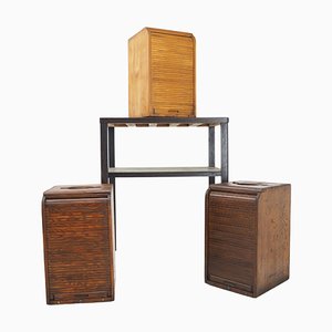 Early 20th Century Wooden Tambour Trunks, 1930s, Set of 3
