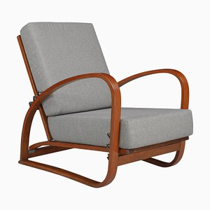 Adjustable Oak & Bentwood H-70 Lounge Chair by Jindrich Halabala, Prague, 1930s