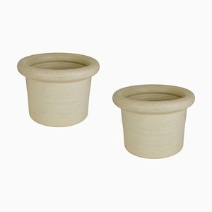 Large Cream Studio Pottery Planters by Piet Knepper for Mobach, 1980s, Set of 2
