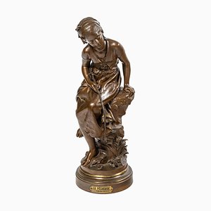 La Pêcheuse Bronzeskulptur von Mathurin Moreau