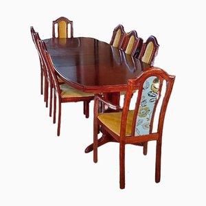 Danish Rosewood Extandable Dining Table and Chairs, 1970s, Set of 9