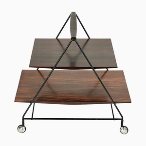 Italian Serving Bar Cart in Wood and Metal by Ico Parisi for MIM Roma, 1960s