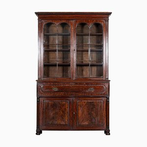 Large Regency Mahogany English Glazed Secretaire Bookcase, 1820s