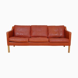 Three-Seater Model 2323 Sofa in Patinated Cognac Leather by Børge Mogensen for Fredericia