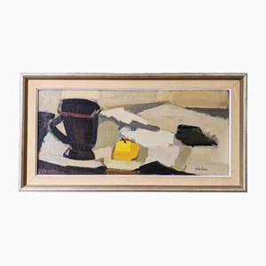 Lemon & Jug, 1950s, Oil on Canvas, Framed