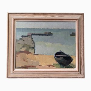 The Jetty, 1950s, Oil on Canvas, Framed