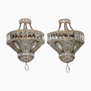 Crystal Wall Lamps, 1900s, Set of 2