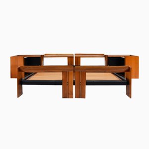 Africa Series Artona Double Bed and Bedside Tables by Tobia & Afra Scarpa, Italy, 1975, Set of 3