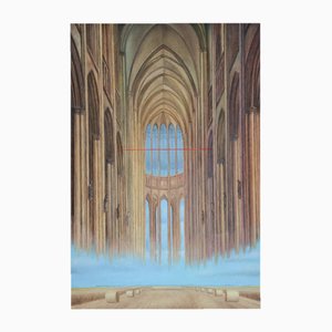 Zbigniew Wozniak, Cathedral with Red Line, 2018, Huile sur Panneau