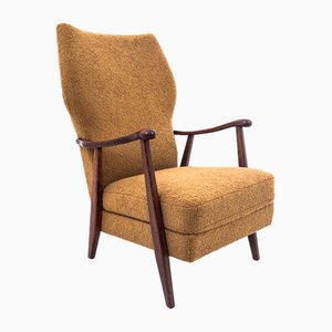 Gelber Vintage Sessel aus Bouclé Stoff, Dänemark, 1960er