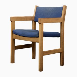 Mid-Century Modern Danish Oak and Blue Fabric Chair by Hans J. Wegner for Getama, 1960s