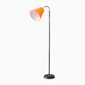 Floor Lamp with Black Frame and Orange Shade