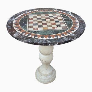 Marble Pedestal Table with Marquetry Tray, 1800s