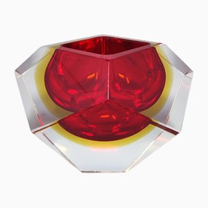 Red and Yellow Ashtray by Flavio Poli for Seguso, 1960s