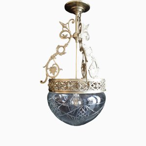 Antique Ceiling Lamp with Bronze Stell, 1890s