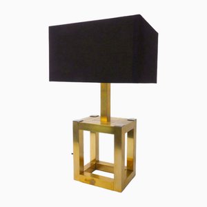 Brass Cubic Table Lamp, 1980s