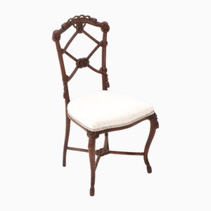 Antique French Victorian Side Chair in Walnut, 1890s