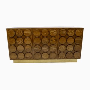 Brutalistische italienische Bar aus Kastanienholz & Messing, 1970