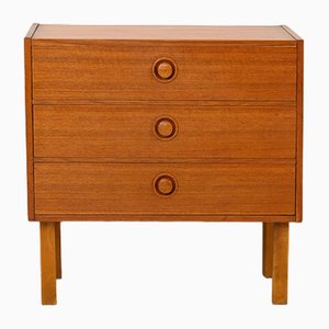 Scandinavian Bedside Table with Three Drawers, 1960s