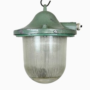Lampe de Bunker Industrielle Verte de Polam Gdansk, 1960s