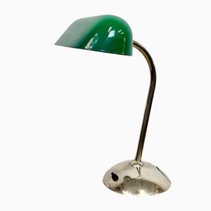 Lampada da banco vintage verde smaltata, anni '50