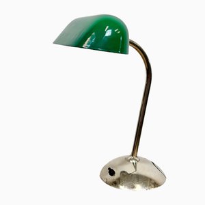 Lámpara de banco vintage de esmalte verde, años 50