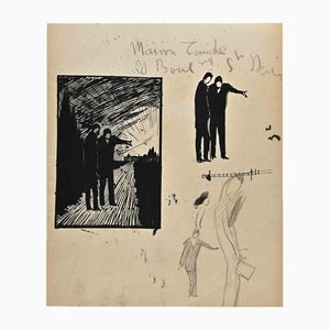 Norbert Meyre, Men, Drawing on Paper, Mid-20th Century