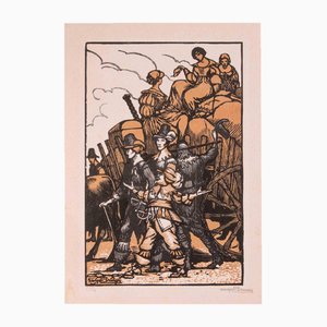 Georges Bruyer, La migración, Grabado en madera, Principios del siglo XX