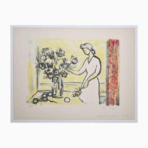 Léon Lang, Femme, Lithographie, Milieu du 20e Siècle