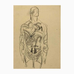 Louis Durand, Man Machine, Pencil Drawing, Early 20th Century