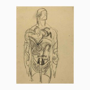 Louis Durand, Mensch Maschine, Bleistiftzeichnung, Frühes 20. Jahrhundert