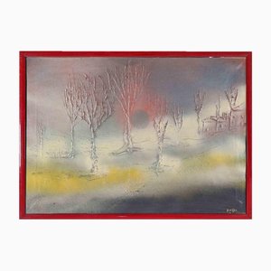 Dumbra, Winter Landscape, Mixed Media, Late 20th Century